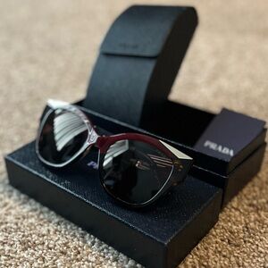 Prada Maroon and Black Designer Sunglasses